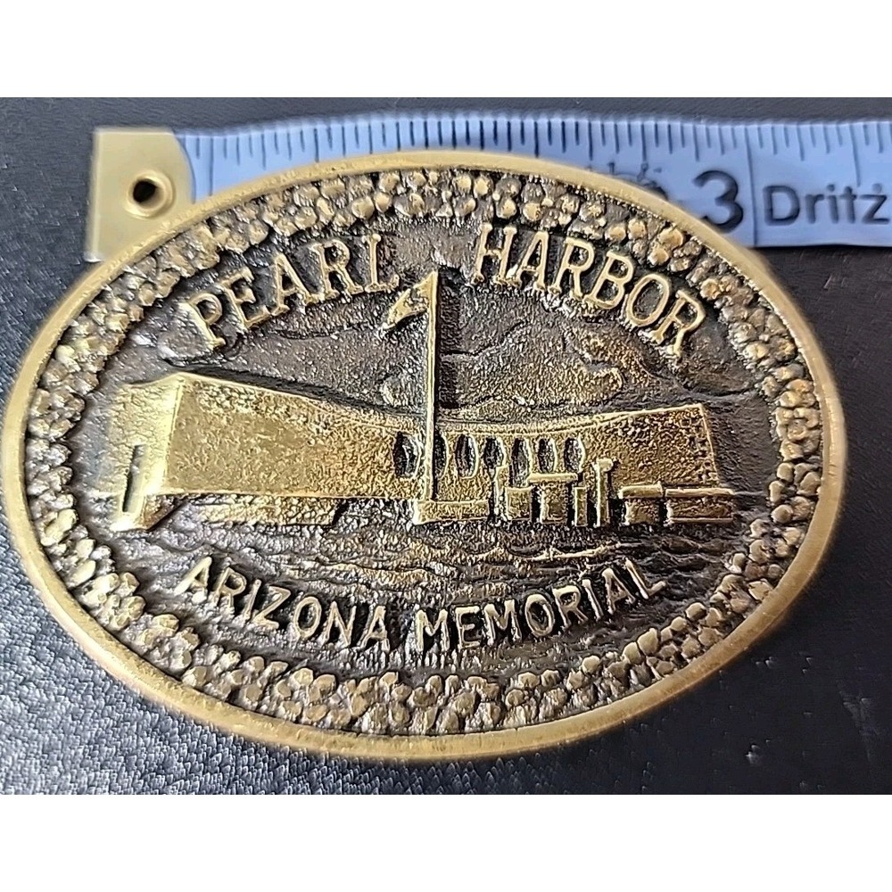 Pearl Harbor‎ Arizona Memorial Belt Buckle Brass # RC Vtg Heritage Mint BM 0414